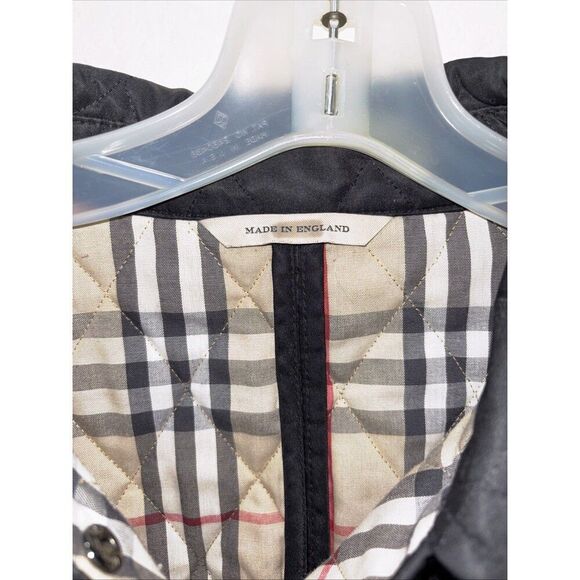 Burberry London Quilted Jacket Coat Nova Check Diamond Women M Snaps Pockets - Picture 3 of 11